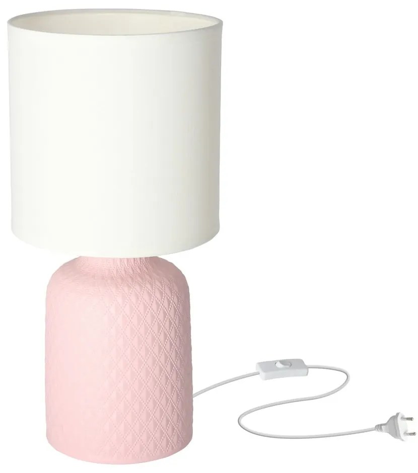 Lampada da tavolo rosa con paralume in tessuto (altezza 32 cm) Iner - Candellux Lighting