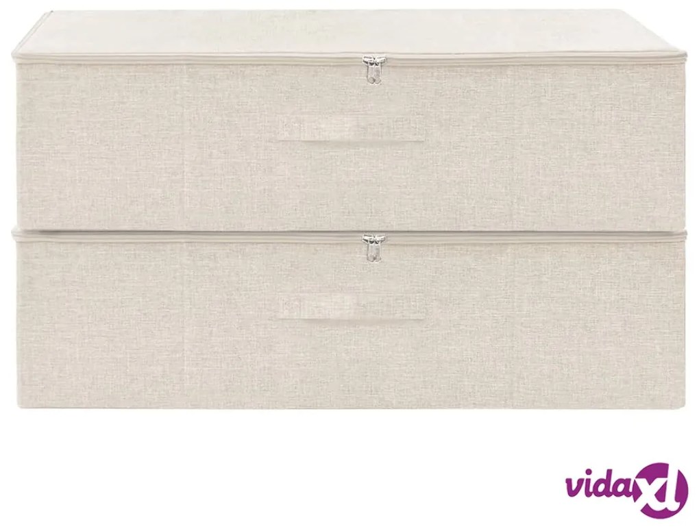vidaXL Scatole Portaoggetti 2pz in Tessuto 70x40x18 cm Crema