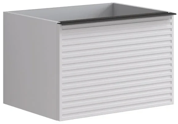 Mobile da bagno sotto lavabo Pixel stripes frontale bianco e maniglia alluminio nero laccato opaco L 60 x H 40 x P 45.5 cm 1 cassetto, lavabo non incluso