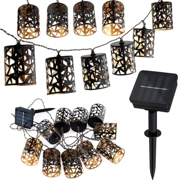 Catena LED solare 10xE12/3,65m IP44 bianco caldo