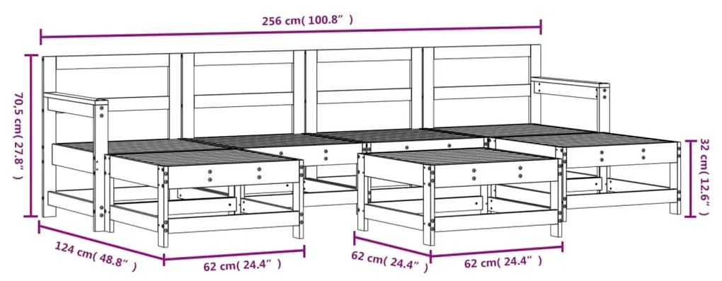 Set Salotto da Giardino 7 pz in Legno Impregnato di Pino