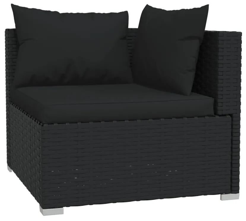 Set divani da giardino 9 pz con cuscini in polyrattan nero