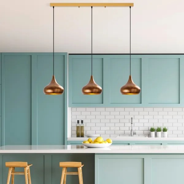 Lampadario a sospensione su cavo MUBA 3xE27/40W/230V in rame