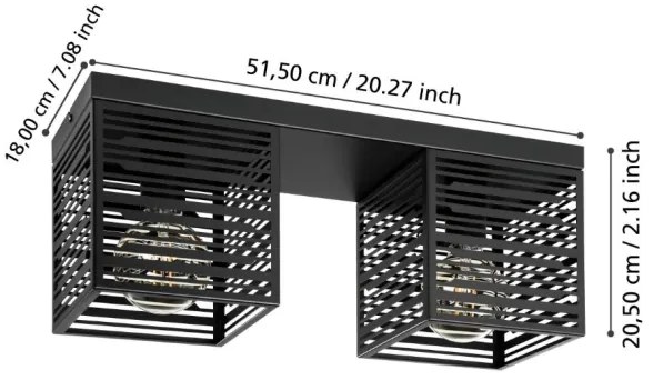 Eglo 900356 - Plafoniera PIEDRITAS 2xE27/40W/230V