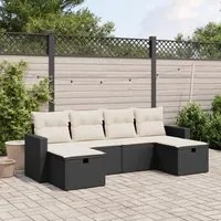 Set Divano da Giardino 6 pz con Cuscini Nero in Polyrattan 3263542