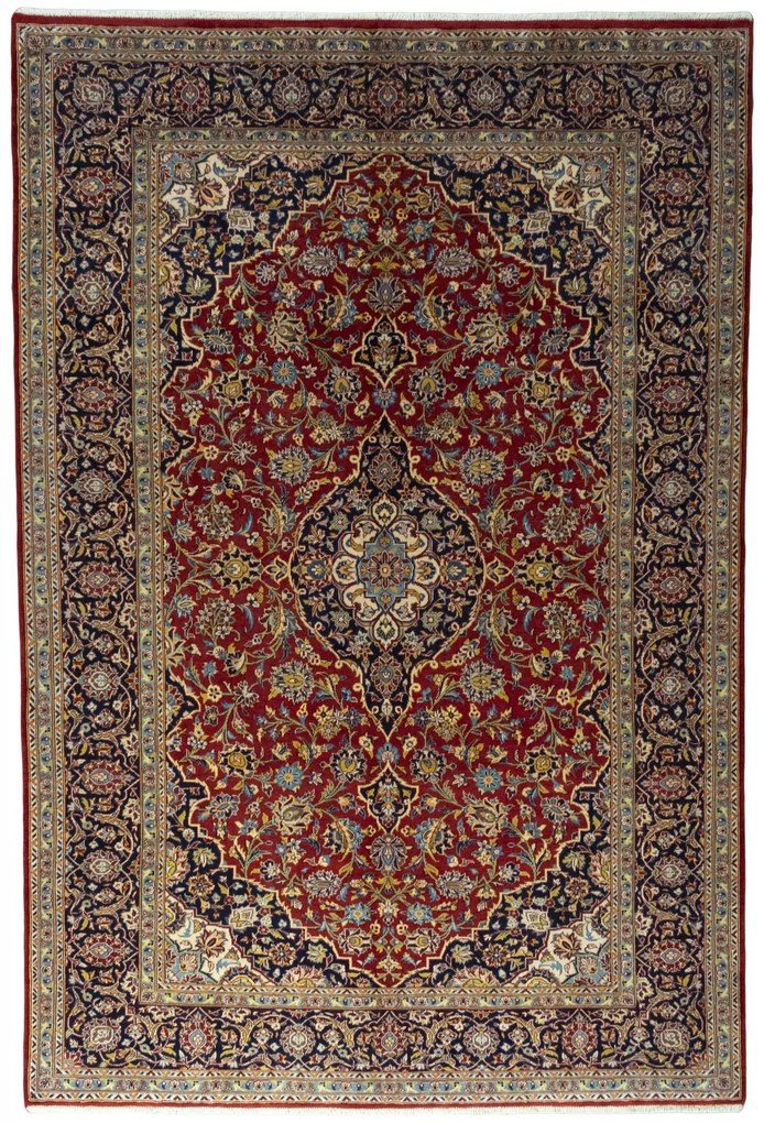 Kashan Tappeto 320 x 210 Rosso (Iran) Annodato A Mano