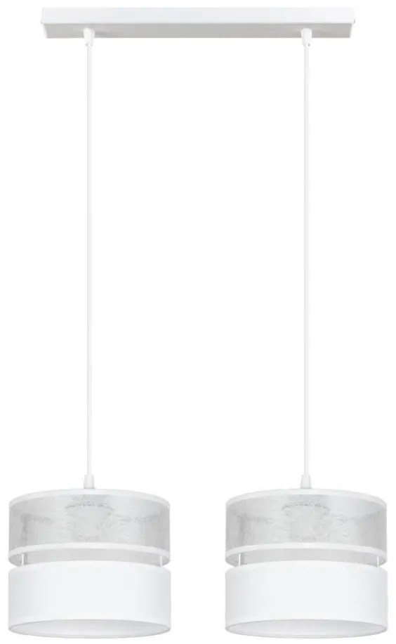 Lampadario a sospensione con filo LIMA 2xE27/60W/230V argento/bianco