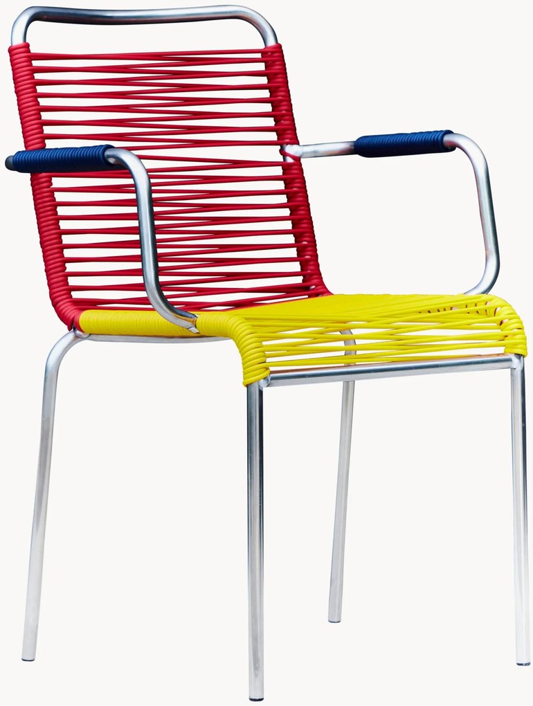 Set di 4 poltroncine da giardino fatte a mano Mya Spaghetti, impilabili
