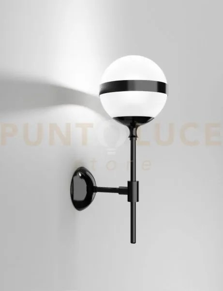 Peggy applique a parete bianco lucido nero lucido 1 luce attacco e14