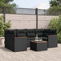 Set Divani da Giardino con Cuscini 7pz Nero Polyrattan 3258198