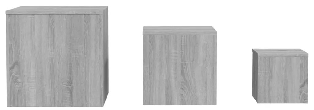 Credenze 3 pz grigio sonoma in legno multistrato