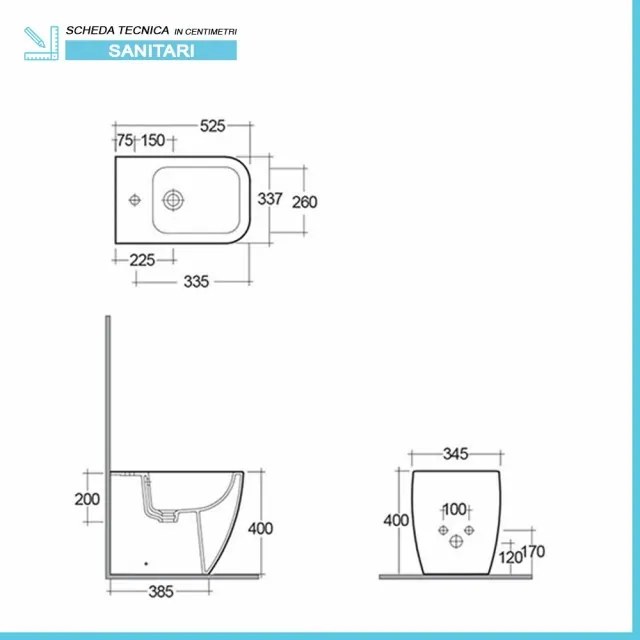 Coppia di Sanitari filomuro Metropolitan bianco lucido con copriwater ultraslim soft close