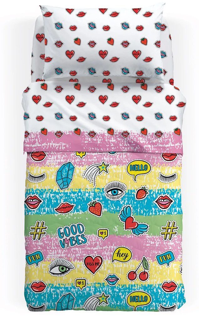 Copriletto Trapuntato Singolo Kiss Caleffi Kids, in cotone
