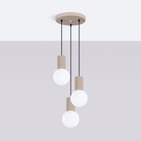 Sollux SL.1745 - Lampadario a sospensione con filo HALO 3xG9/8W/230V diametro 25 cm beige