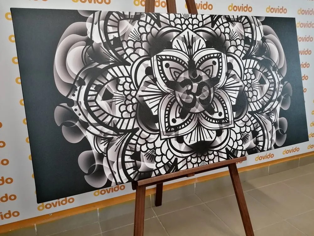Quadro su tela – Mandala della salute in bianco e nero