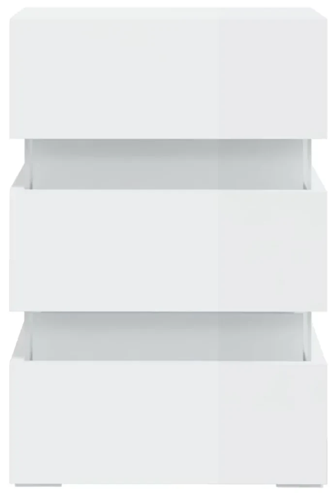 Comodino con led bianco lucido 45x35x67 cm in legno multistrato