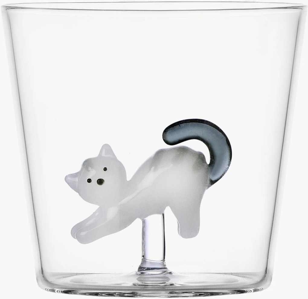 Bicchiere in vetro borosilicato fatto a mano Tabby Cat