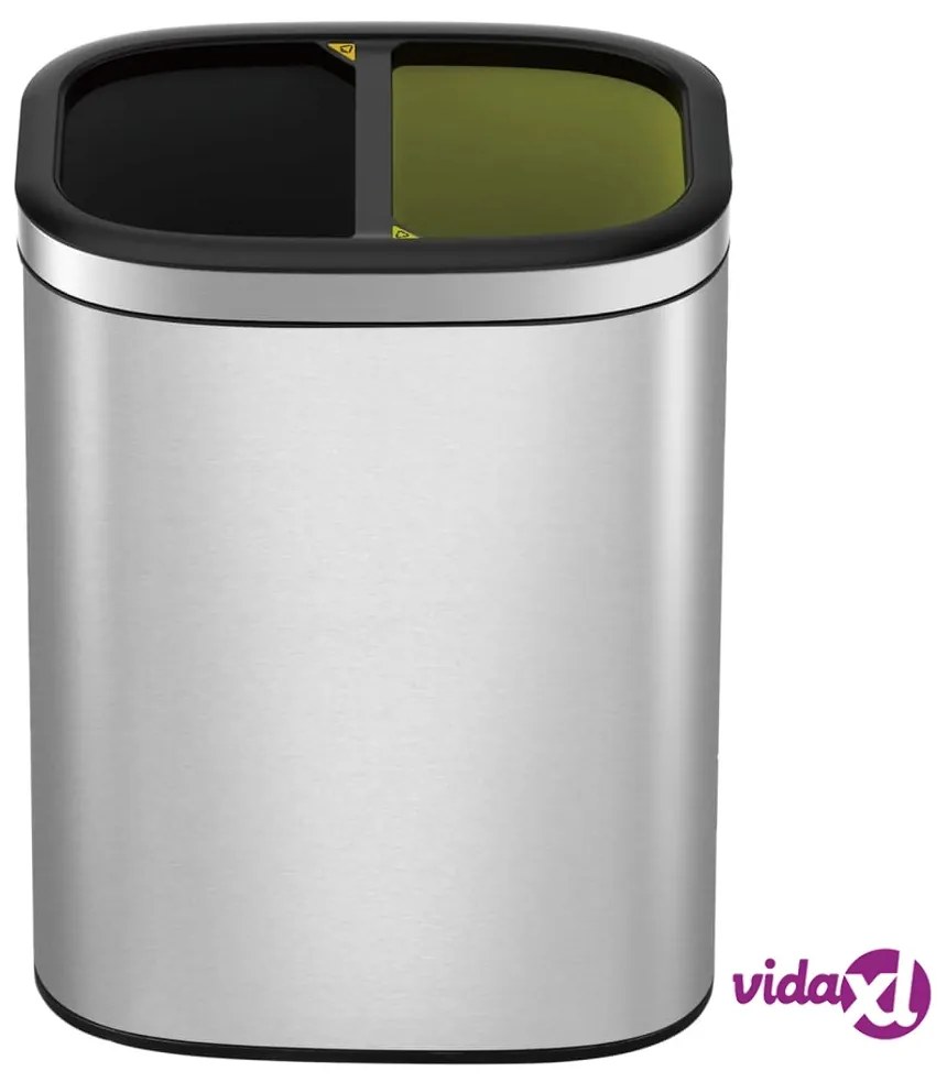EKO Pattumiera Aperta OLI-Cube 2x10 L Argento Opaco