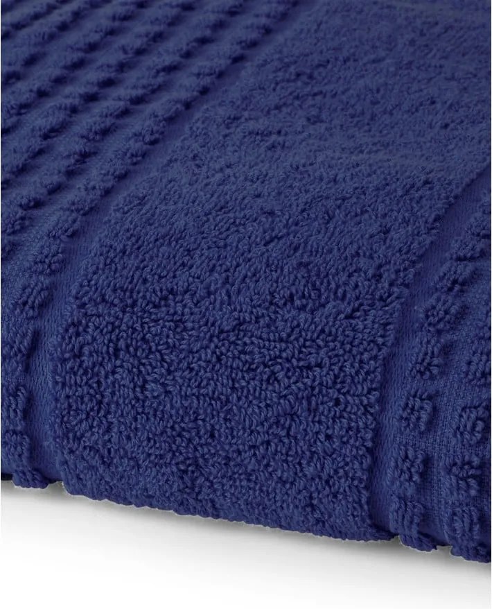 Asciugamano tipo terry blu scuro in cotone organico 50x100 cm Check – JUNA