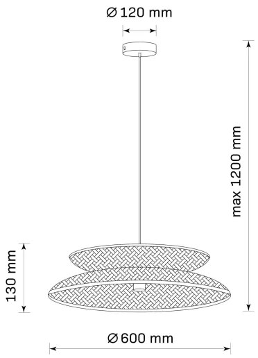 Lampadario a sospensione con filo BALI 1xE27/20W/230V diametro 60 cm bambù