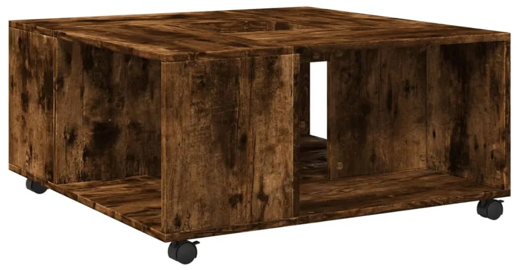 Tavolino da salotto rovere fumo 80x80x40cm in legno multistrato