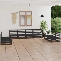 Set Divani da Giardino 8 pz Nero in Legno Massello di Pino cod mxl 36352