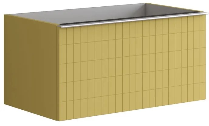 Mobile da bagno sotto lavabo Pixel grid frontale giallo sole e maniglia alluminio brillante laccato opaco L 80 x H 40 x P 45.5 cm 1 cassetto, lavabo non incluso