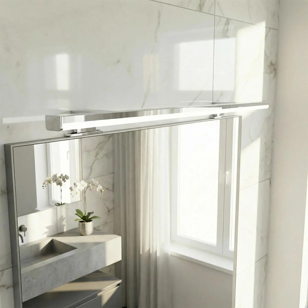 Lampada LED da Specchio 78cm 14W Cromata IP44 Tripla Installazione Colore Bianco Naturale 4.000K