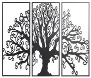 Decorazione da Parete DKD Home Decor 3 Pezzi Nero Albero Metallo (105 x 1,3 x 91 cm)