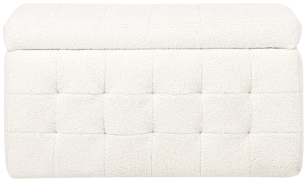 Pouf ottomano con contenitore bouclè bianco MICHIGAN Beliani