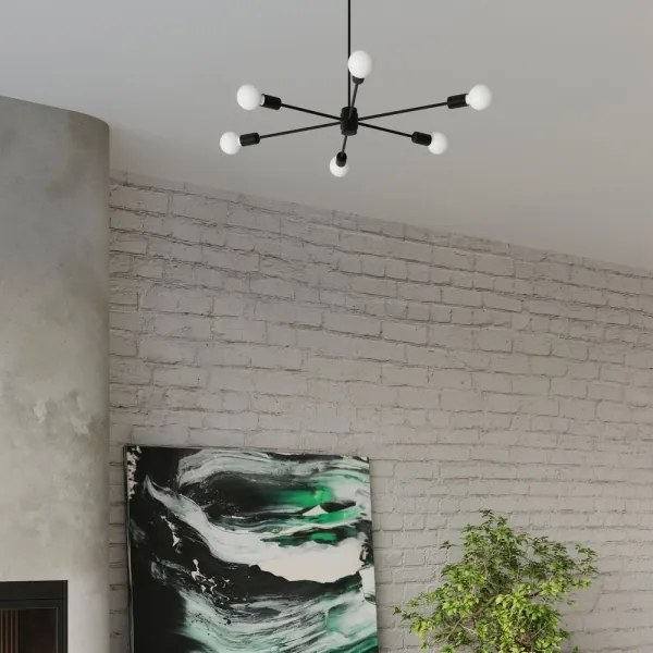 Sollux SL.1022 - Lampadario su palo LANGO 5xE27/60W/230V nero