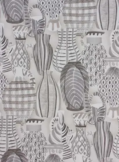 Nina Campbell Carta da parati Collioure - Grey/ Taupe