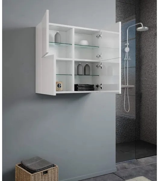 Pensile CUBOTTO a 4 ante con apertura PUSH&PULL Bianco Lucido