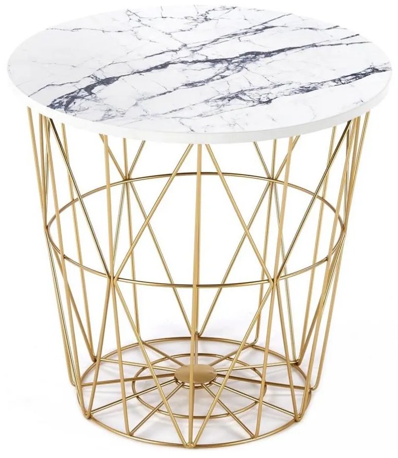 Tavolino HARISSA 41x42 cm oro/bianco marmor decor
