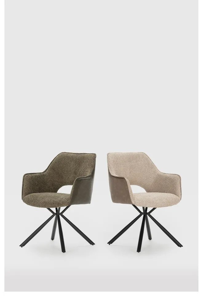 Set di sedie da pranzo verde in imbottito con braccioli 2 pz Mariel – Marckeric