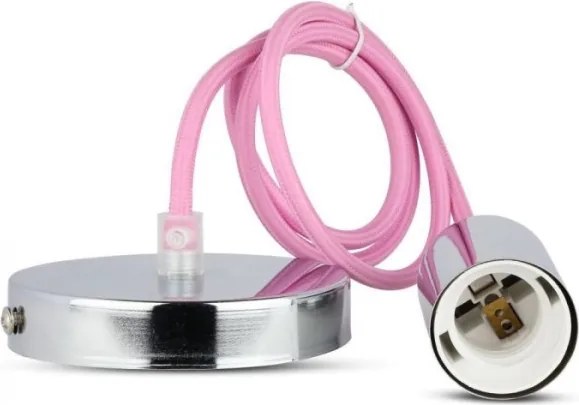 Cavo di alimentazione 1xE27/60W/230V rosa chiaro/cromo lucido