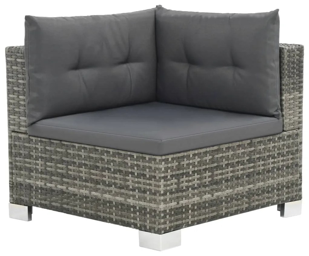 Set divani da giardino 10 pz con cuscini in polyrattan grigio