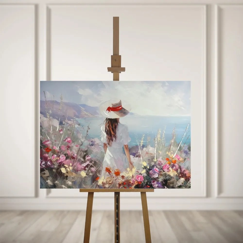 Quadro con elementi dipinti a mano 100x70 cm Amelia - Styler