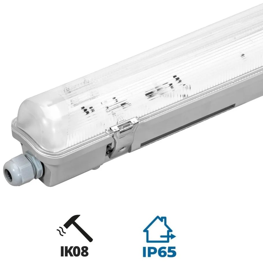 Plafoniera Stagna IP65 per Tubo LED 60cm - Unilaterale Plafoniera per 1 tubo LED da 60cm