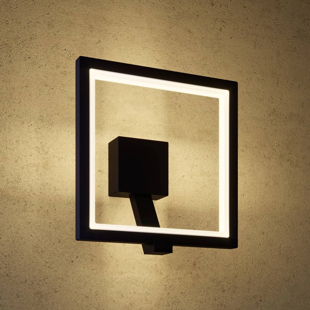 Lucande applique a LED Square, antracite, metallo, IP65