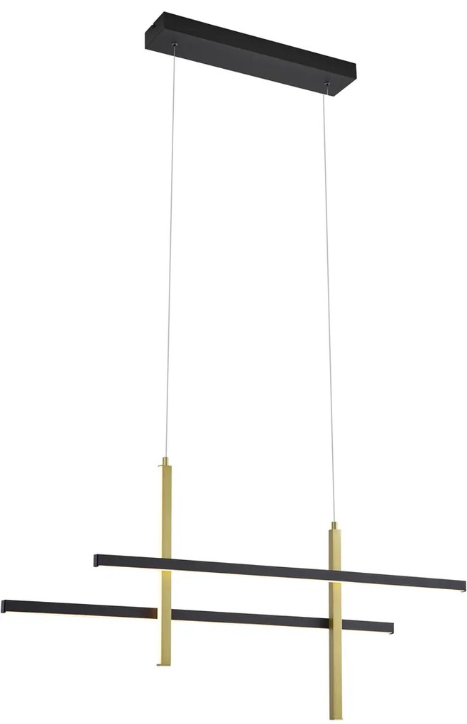 Lampada a sospensione di design nera con oro e LED dimmerabile a 3 fasi - Joy