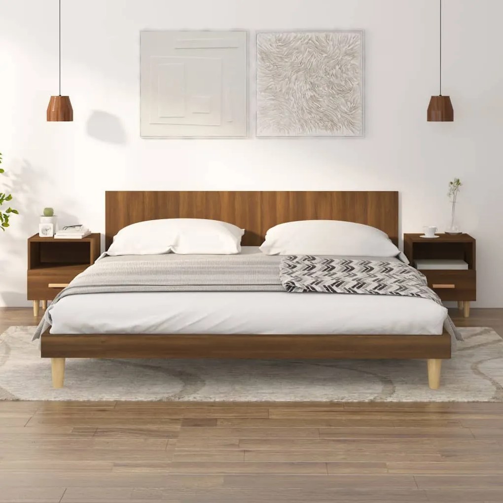 Comodini 2 Pz Rovere Marrone 40x35x47 Cm /