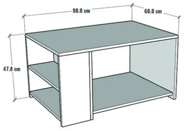 Tavolino Da Salotto Design Moderno 60x90x48 Con Vani Laterali Zeno Rovere E Bianco