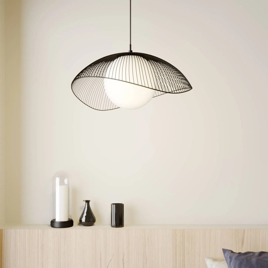 Lampada a sospensione Fabronia Lindby, dimmerabile, Nero, Soggiorno / Sala da pranzo, Metallo, Moderno, Lampada a sospensione