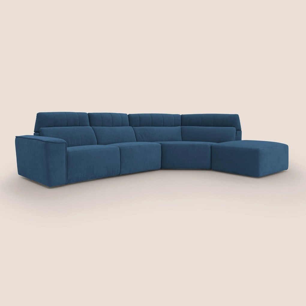 Clark Divano angolare con opzione relax elettrico in tessuto smacchiabile impermeabile T17 blu