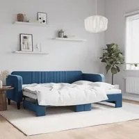 Divano Letto con Letto Estraibile Blu 80x200 cm in Velluto 3197055