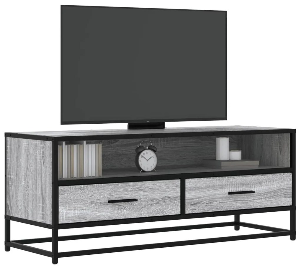 Mobile Tv Grigio Sonoma 100x34,5x40cm Legno Multistrato Metallo /