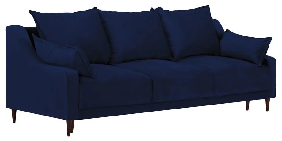 Divano letto in velluto blu con contenitore, 215 cm Freesia - Mazzini Sofas
