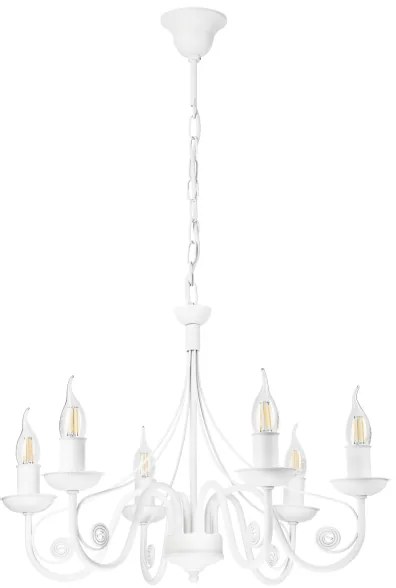 Lampadario a sospensione con catena DONATO 6xE14/40W/230V bianco