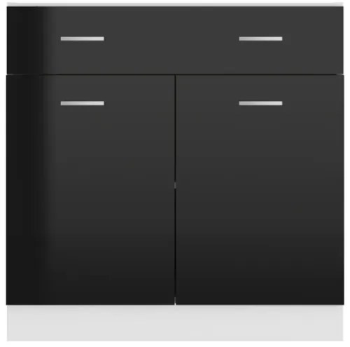 Armadio con Cassetto Nero Lucido 80x46x81,5 cm in Truciolato